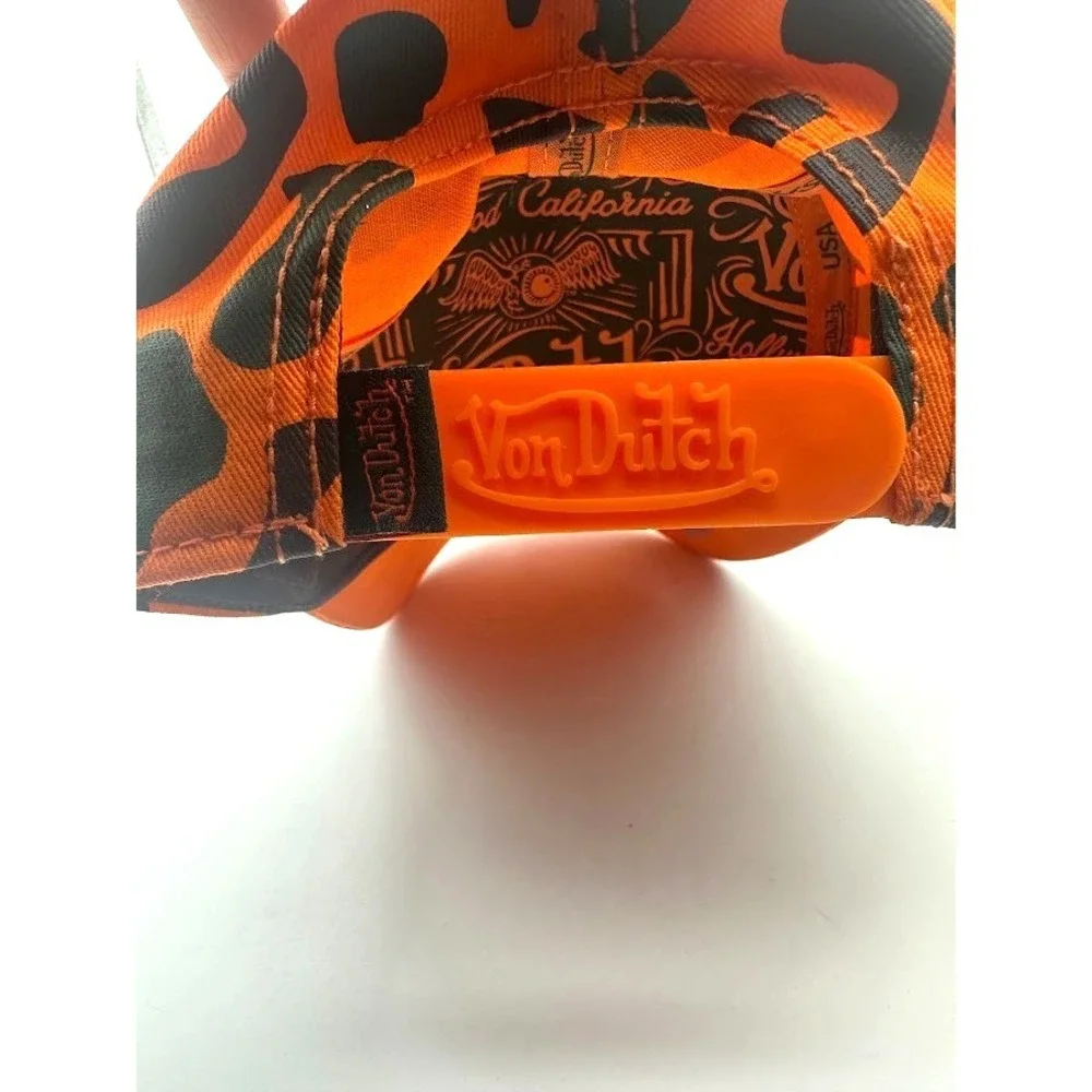 Von Dutch Logo Trucker Hat Orange Camo Mesh SnapBack Adjustable Unisex